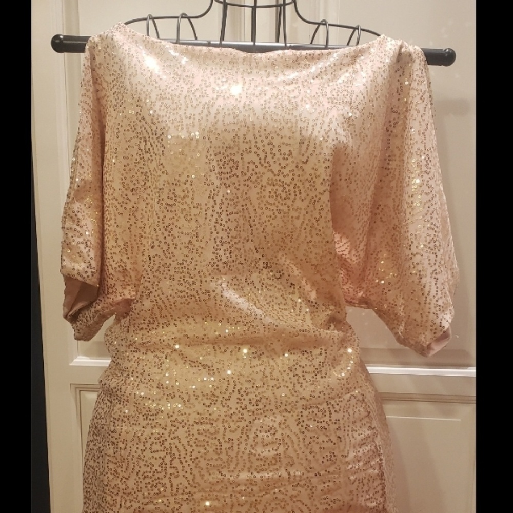 Hailey Logan Sequin Gold Dress